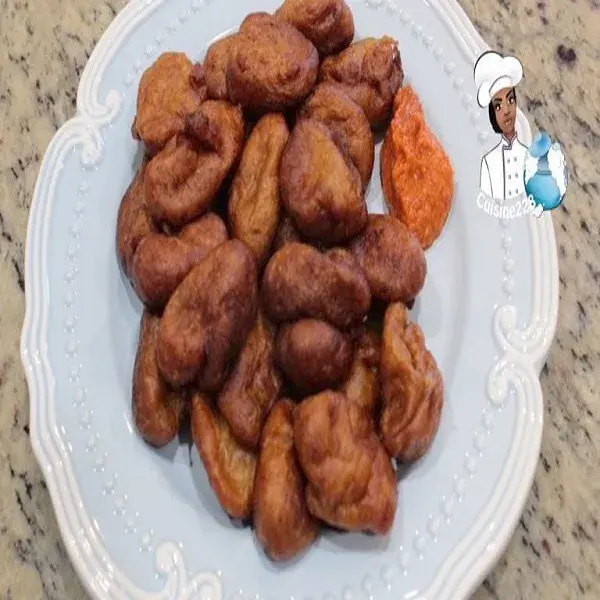 Klako, West African fritters of mashed ripe plantain seasoned with ginger and pepper, fried golden