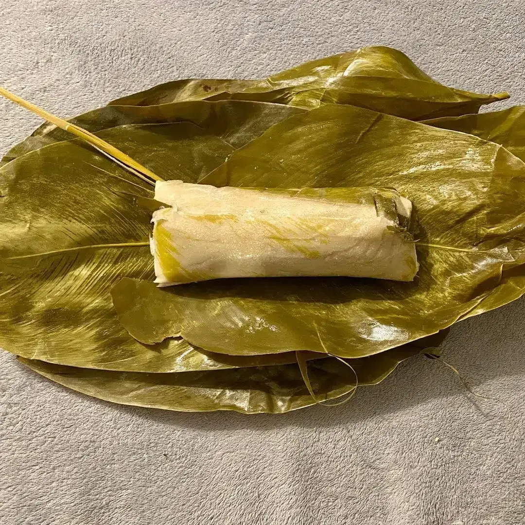 Chikuanga, dense Angolan cassava bread, sliced