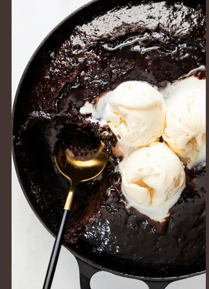 Chocolate malva pudding, a warm South African sponge soaked in a chocolate cream sauce