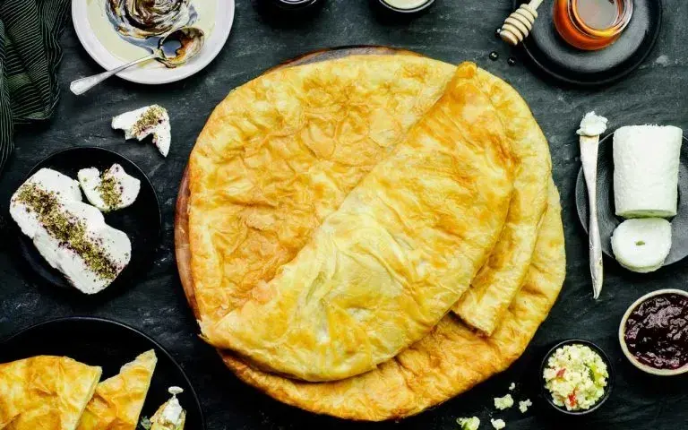 Feteer meshaltet, Egyptian layered pastry, baked golden and flaky