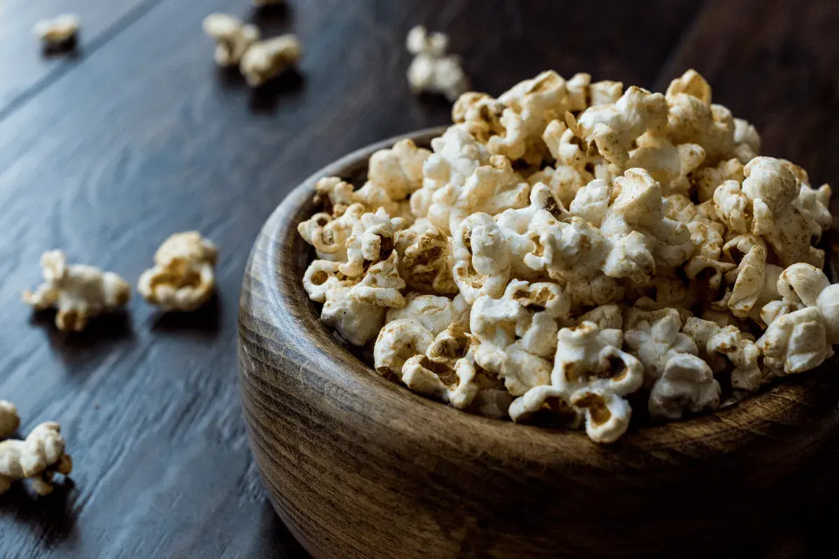 Honey popcorn coated and baked until crisp