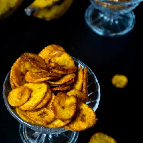 Crisp plantain chips fried from green plantain