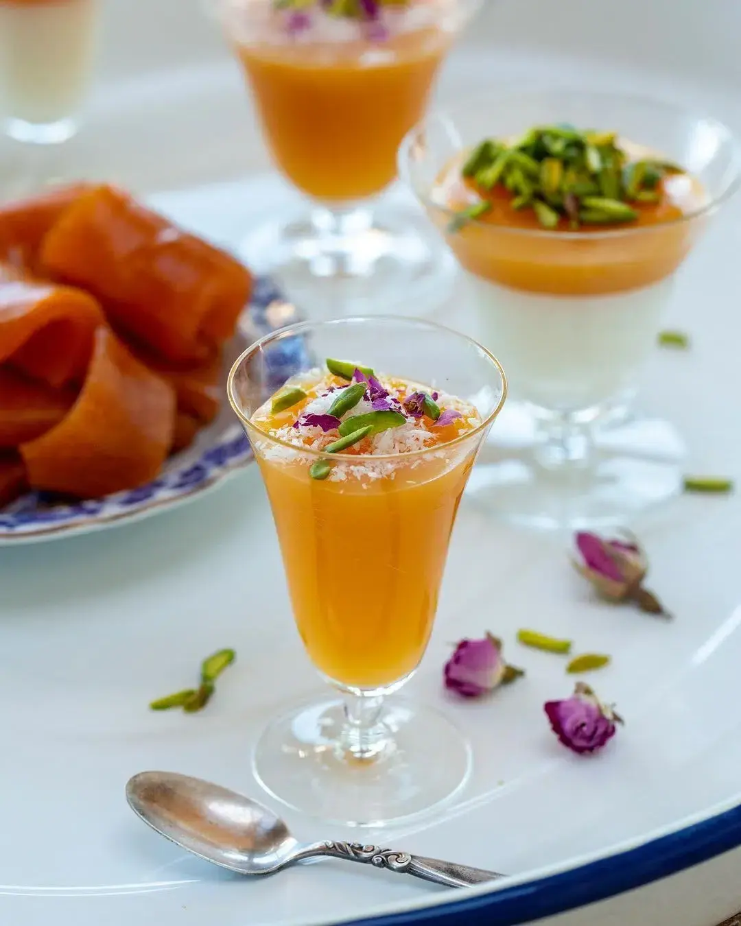Qamar al-deen, a layered apricot and milk pudding