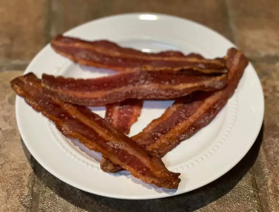 Turkey bacon cooked crisp in an air fryer