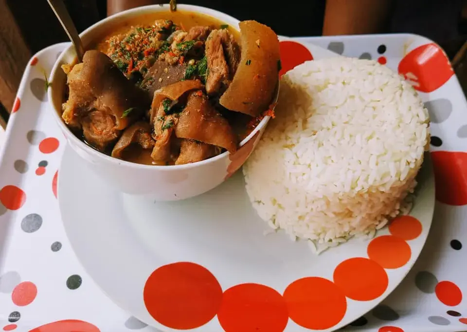 Goat meat pepper soup and rice
