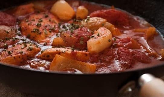 South African lamb bredie, a slow cooked lamb stew with vegetables, cinnamon and cloves