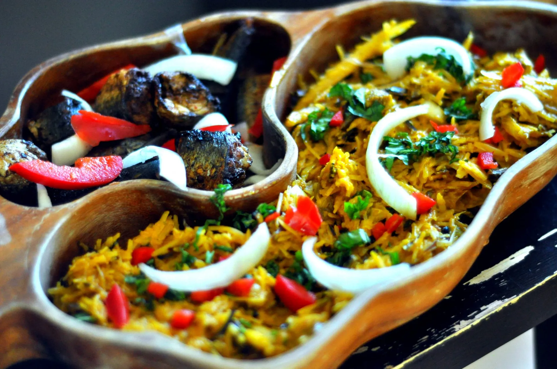 African salad, the Igbo dish of shredded cassava abacha with fermented ugba and palm oil