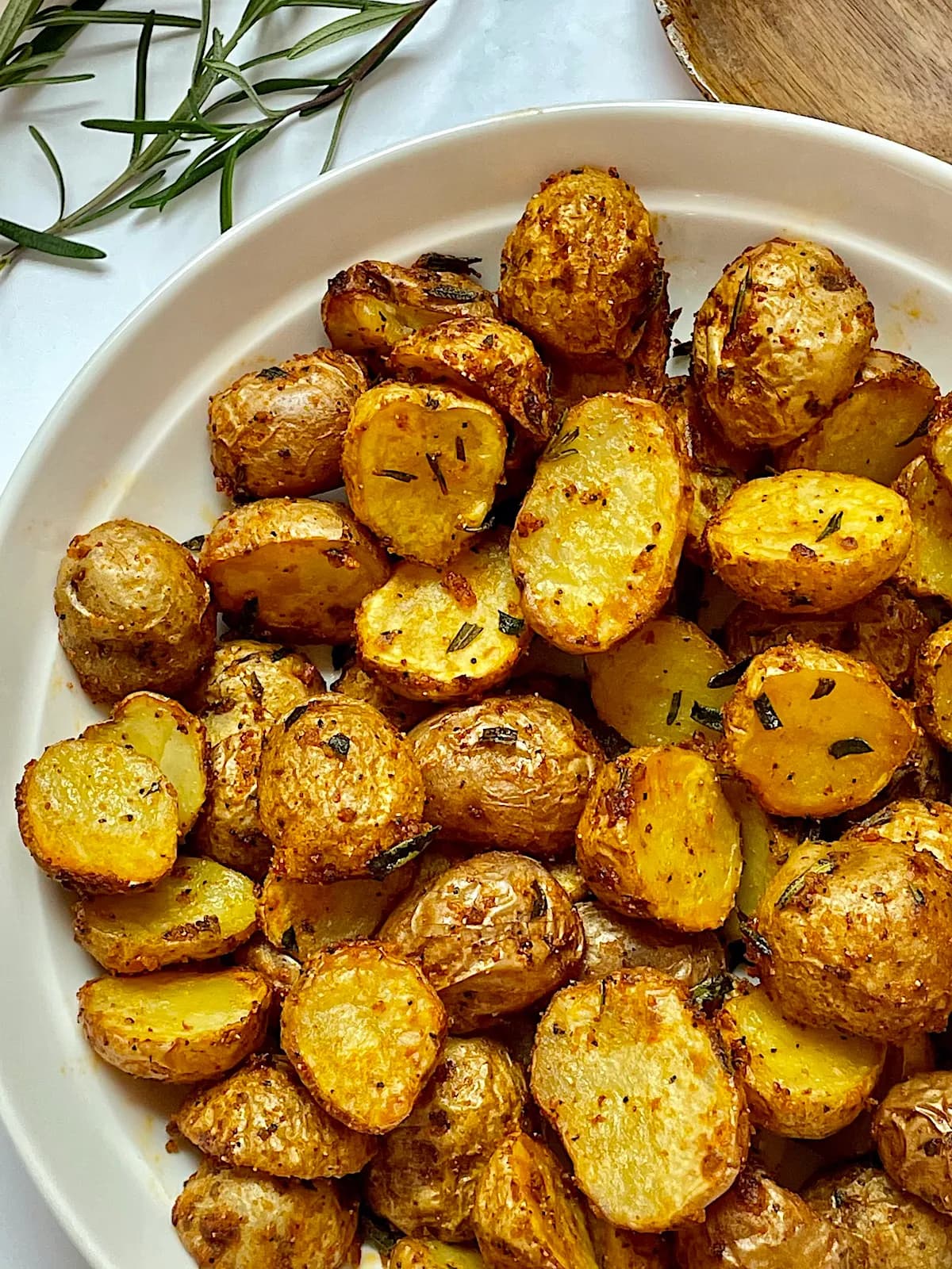 Air fryer baby potatoes, crisp and golden with paprika and garlic