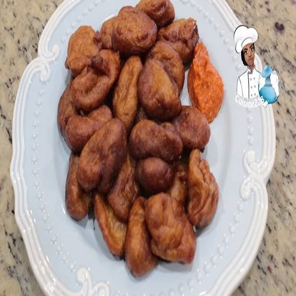 Klako, West African fritters of mashed ripe plantain seasoned with ginger and pepper, fried golden