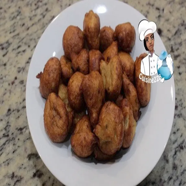 Cameroonian banana and corn fritters, crisp fried yeasted balls of banana and corn flour