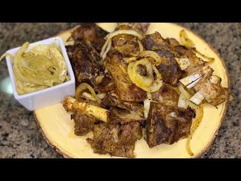 Dibi, Senegalese grilled lamb served with a mustard and onion sauce