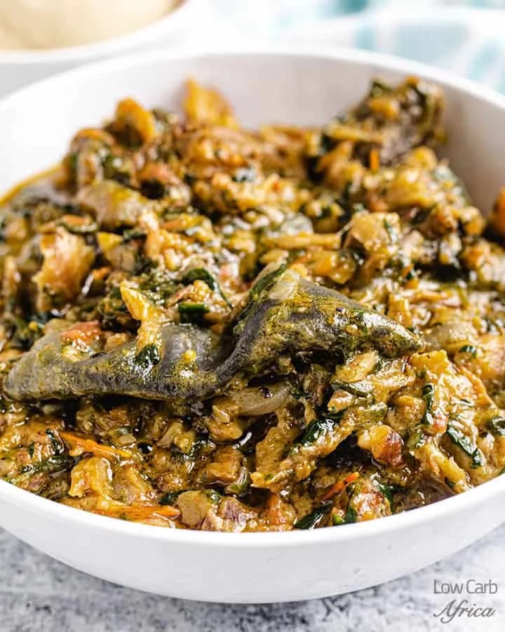 Fumbua, Congolese wild spinach stew with smoked fish and peanut butter