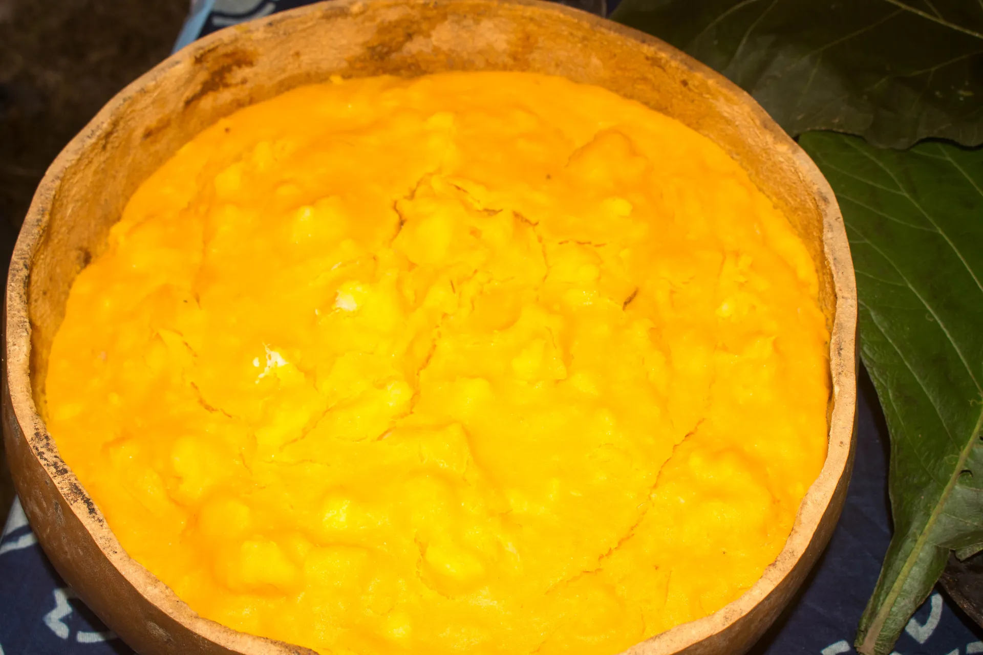 Yam porridge in a calabash bowl