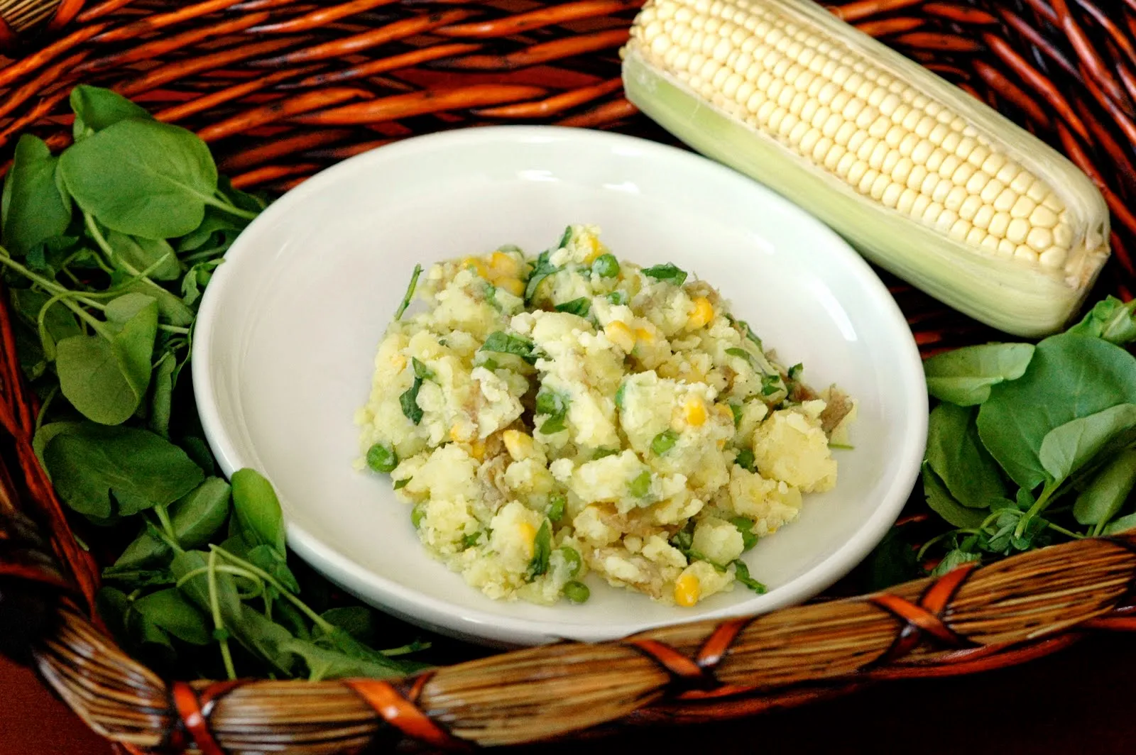 Irio, a Kenyan mash of potatoes, peas and corn served as a thick pale green purée