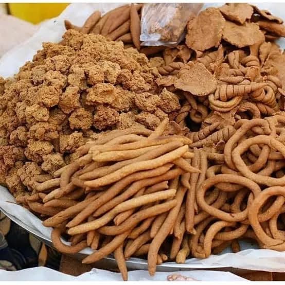 Kuli kuli, crunchy West African fried peanut snack shaped into sticks and rings