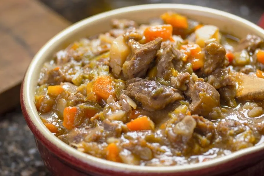 Miris, a Sudanese stew of cassava and okra cooked in lamb fat