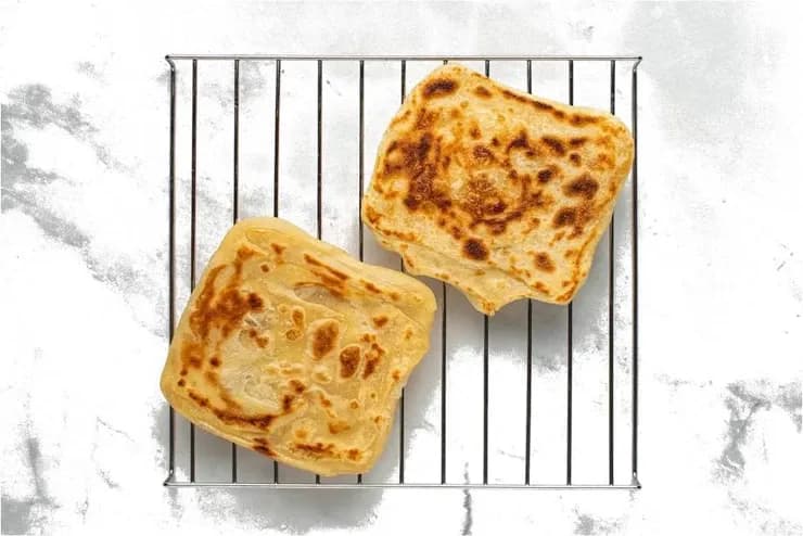 Msemen, Moroccan layered flatbread cooked on a griddle