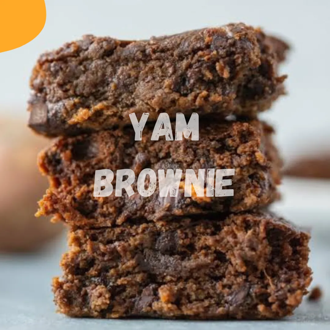 Nigerian yam brownie, a dense chocolate brownie made with mashed white yam