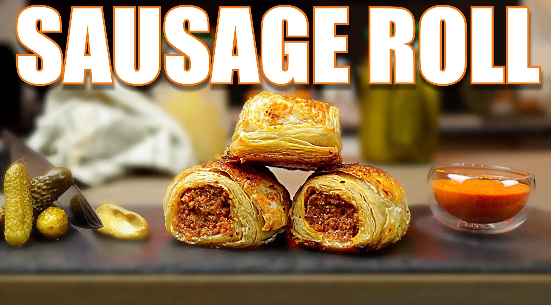 Peri peri sausage rolls, spiced pork in puff pastry baked golden brown