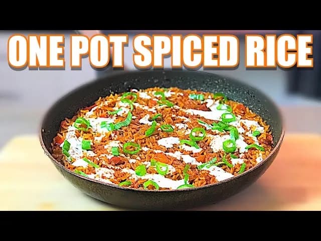 Peri peri spiced rice with bell pepper and tomato, served with lemon yoghurt