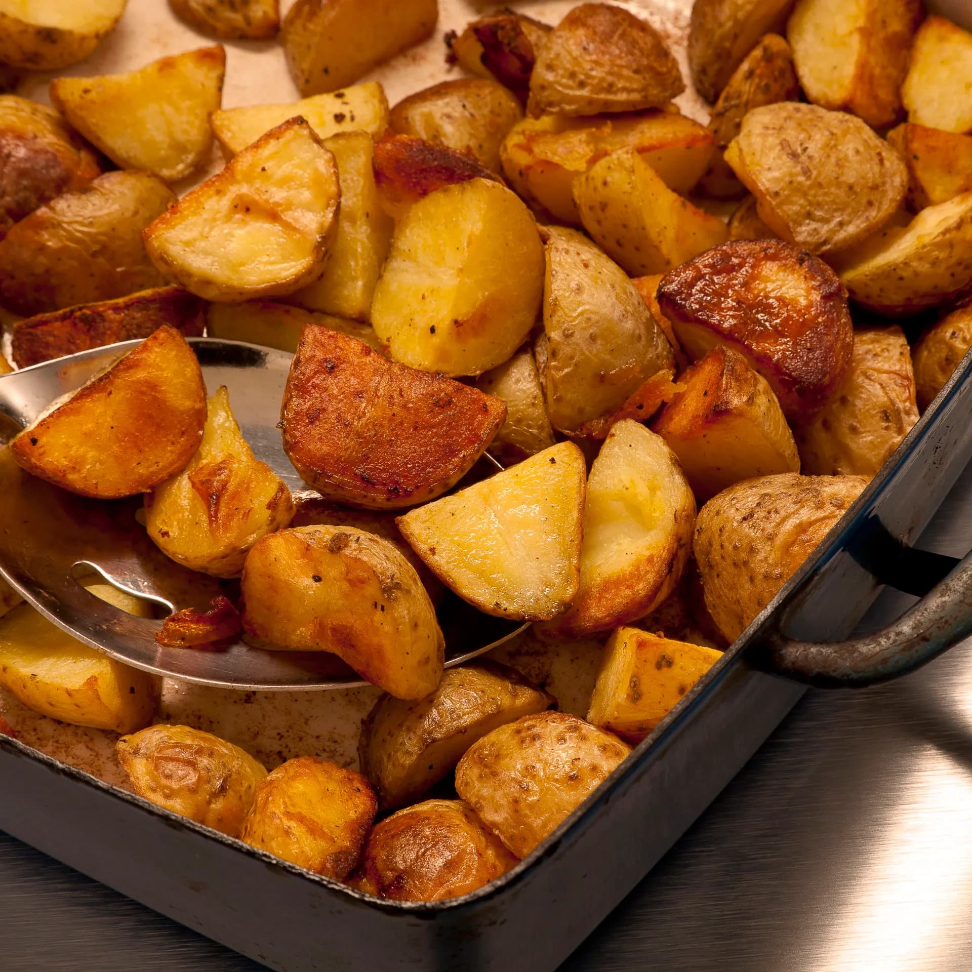 Roasted potatoes with garlic and parsley, browned and crisp