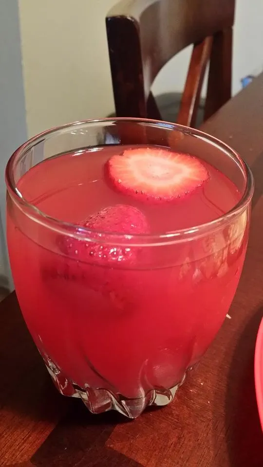 Strawberry and watermelon juice served chilled over ice