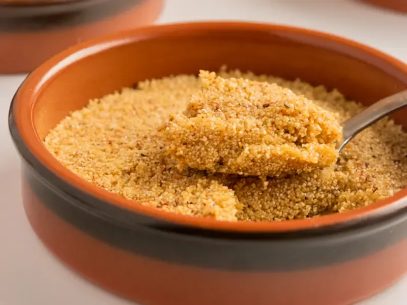 Tamina, Algerian toasted semolina with honey, stamped with cinnamon