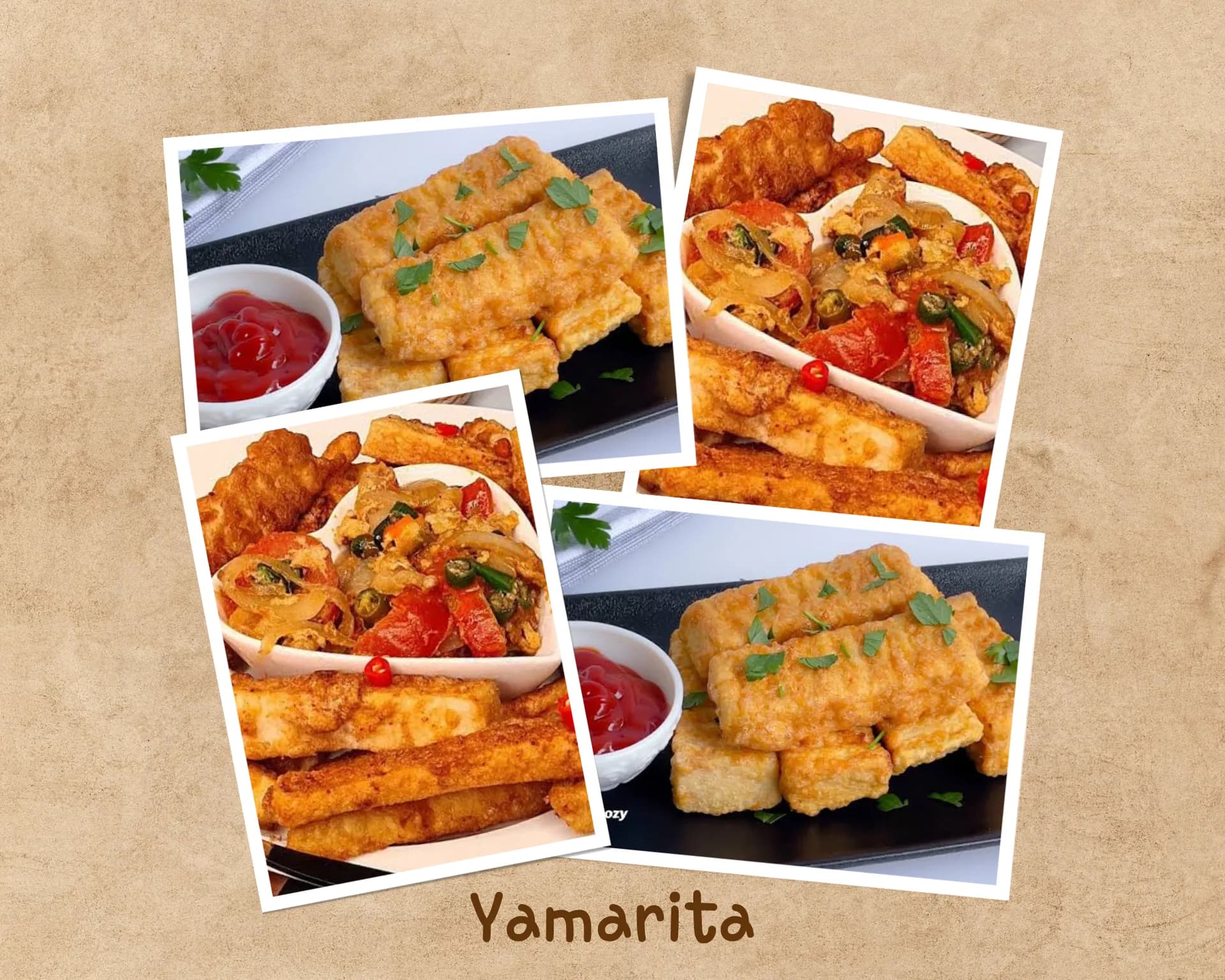 Yamarita, Nigerian yam strips in a spiced egg and flour coating, fried until golden and crisp