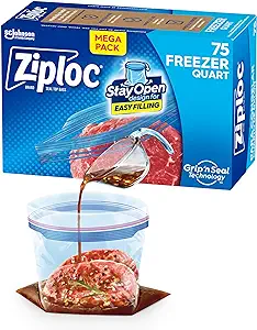 Ziploc Quart Food Storage Freezer Bags New Stay Open Design with Stand Up Bottom