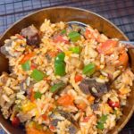 beef stir fry rice and beans.
