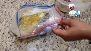 Baked Tilapia 4 Baked tilapia marinating